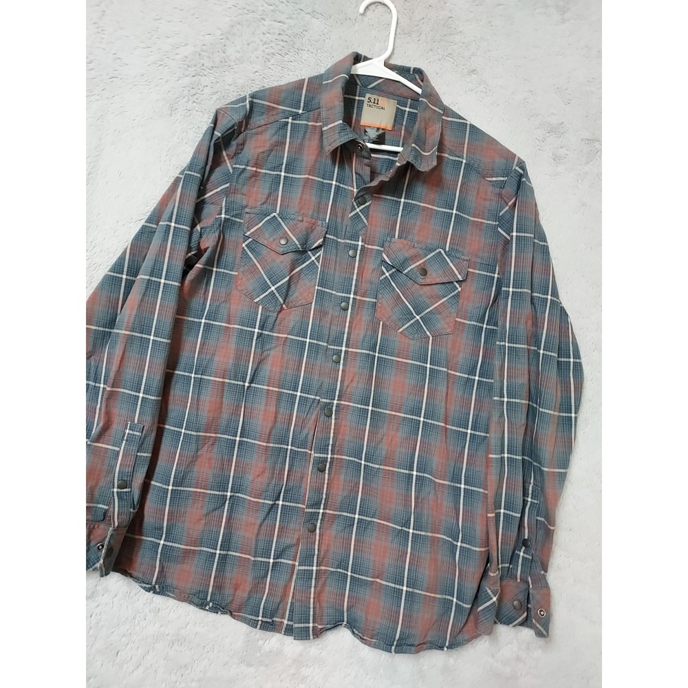 5.11 Tactical Shirt Mens Large Gunner Plaid Rapidraw Snap Button Down Colorful